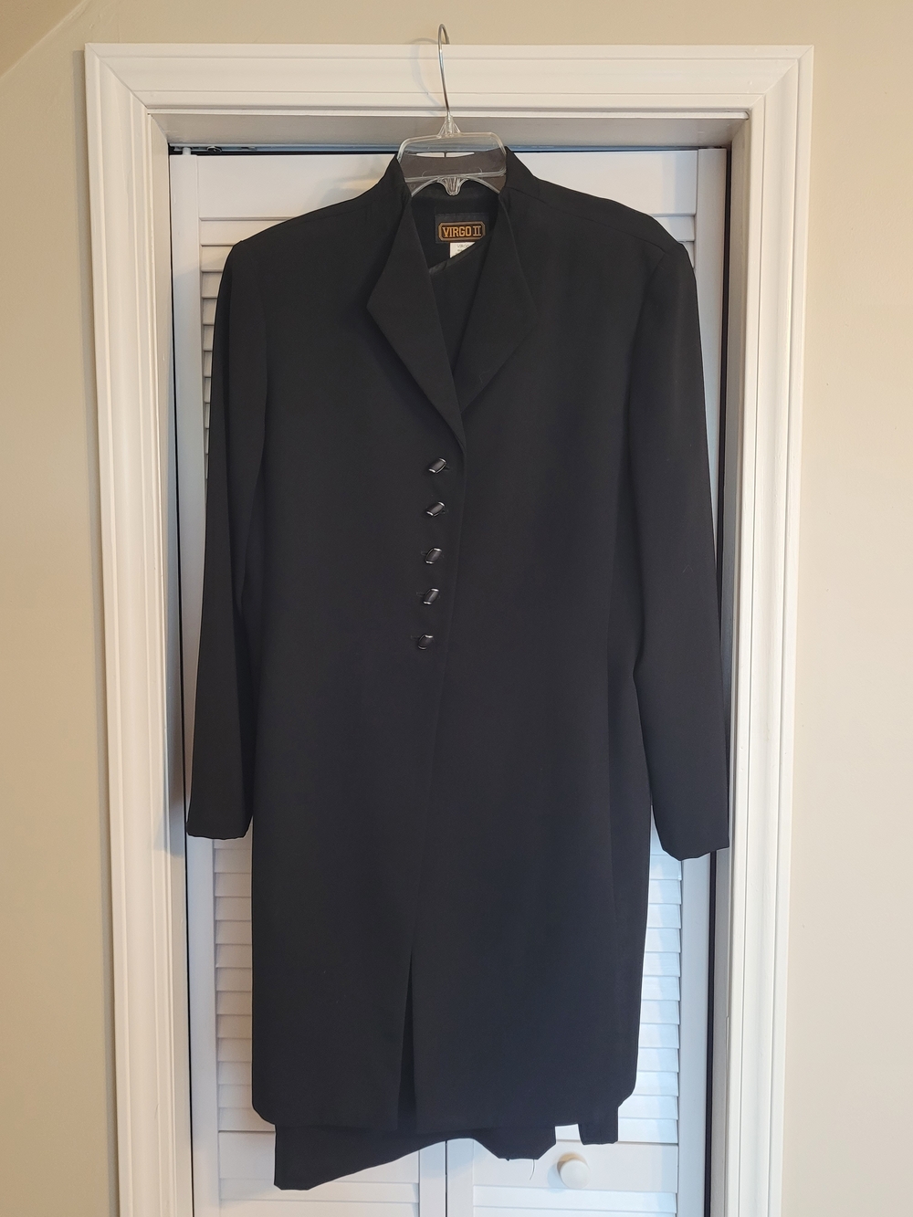 Virgo II Black Long Tailored Coat and Dress Set